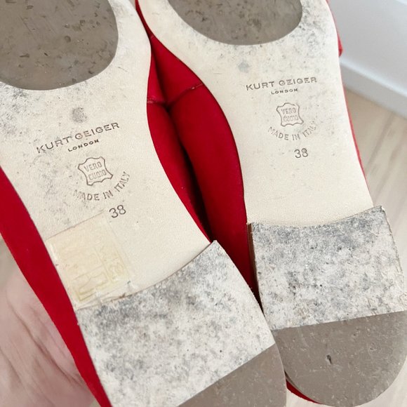 Kurt Geiger Kenner Red Buckle Suede Flats 38 - Picture 10 of 10